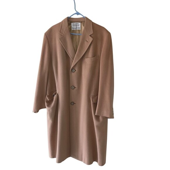 Hickey Freeman Kurdan Kashmir Vintage Mens Coat Size 46 Tan Pure Cashmere